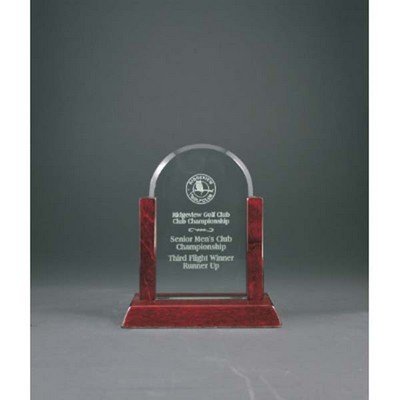 7" Jade Dome Gateway Glass Award with Rosewood Finish Base