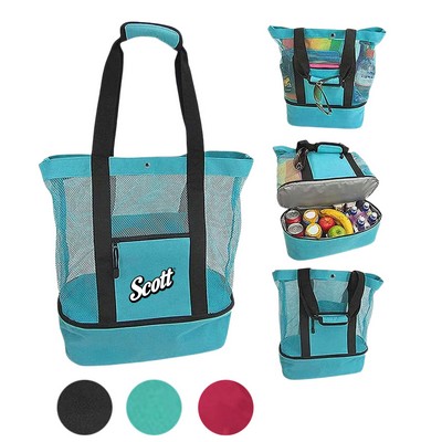 Large Capacity Mesh Tote Cooler Bag