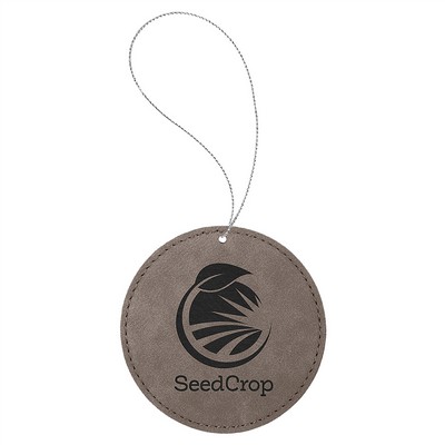 Gray Laserable Leatherette Round Ornament, 4"x4"