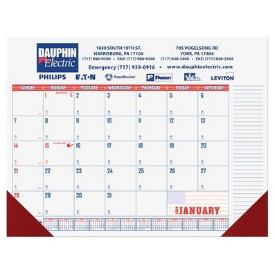 Patriotic Calendar Desk Pad w/Two Color Imprint (21¾"x17")