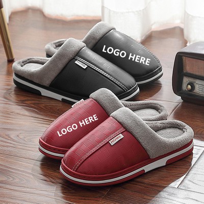 PU Waterproof Winter Warm Slippers