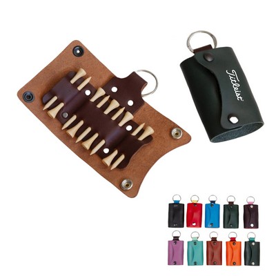 Portable PU Leather Golf Tees Holder with Keychain