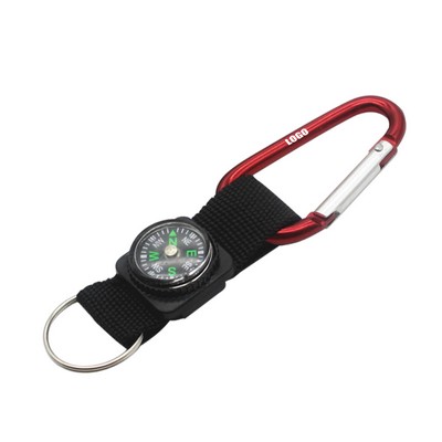 Carabiner Strap Key Chain w/Compass