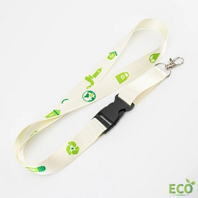 3/4" Custom Biodegradable Bamboo Eco-friendly Lanyard w/ Buckle Release