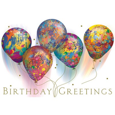 Spatter Painted Festive Balloons Birthday Card