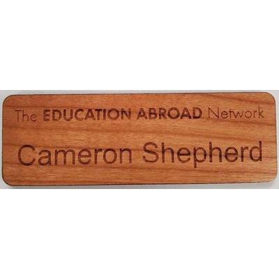 Wooden Badge 1"x3" Logo & up to 3 Lines of Engraving