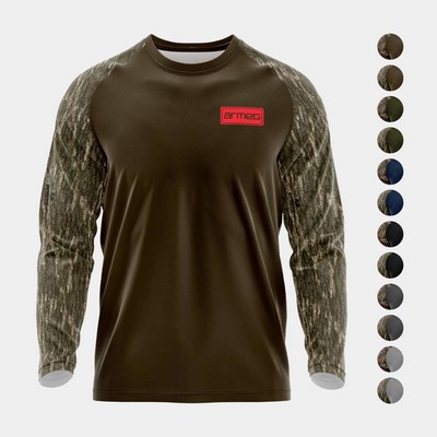 Mossy Oak® Men's 4.4 Oz. Polyester Interlock Raglan Long Sleeve T-Shirt