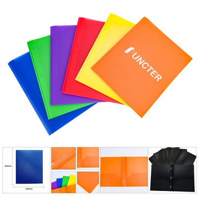 Basics Plastic Pocket Folder W/3 Punch Folders