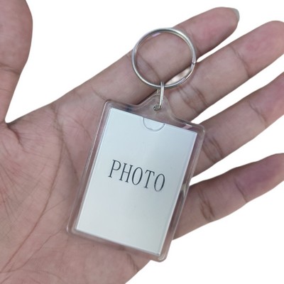 Custom 3" x 2.2" Photo Insert Keychain with metal loop