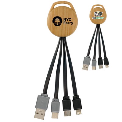 Bamboo Pattern Vivid Dual Input 3-in-1 Charging Cable