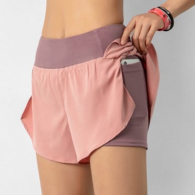 Quick-Drying Elastic Waist Shorts with Pocket