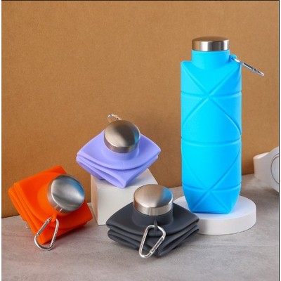 Portable silicone foldable water bottle