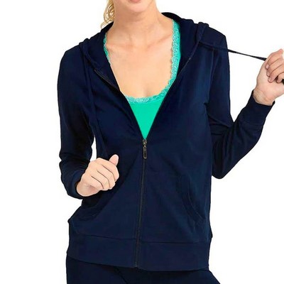 Women's Jersey Zip-Up Hoodie Jackets - Large, Navy (Case of 24)