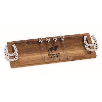 Acacia Foodie Bite Tray Horse Shoes