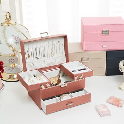 Deluxe 3-Layer PU Leather Jewelry Box