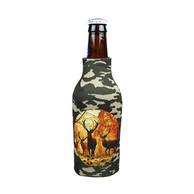 Premium Urban Camo Full Color Dye Sublimation Collapsible Foam Bottle Zipper Insulator