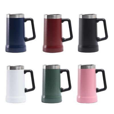 24 Oz. Double Wall Stainless Steel Beer Mug with Handle