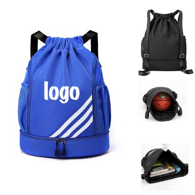 Waterproof Drawstring Gym Bag With Shoe Compartment