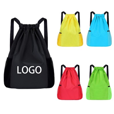 Drawstring Backpack With Mesh Side Pockets