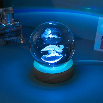 Engraved Whale Seashell Ball Night Light