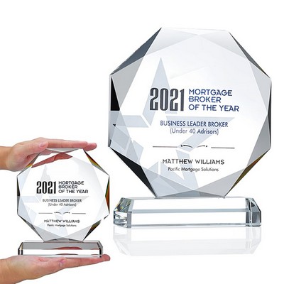 Octagon Diamond Shape Glass Crystal Award