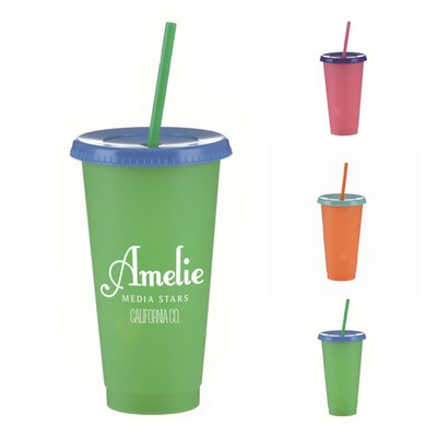 24oz Temperature Sensitive Plastic Tumbler