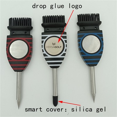 3-In-1 Golf Club Brush Groove Cleaner W/ Magnetic Ball Mark