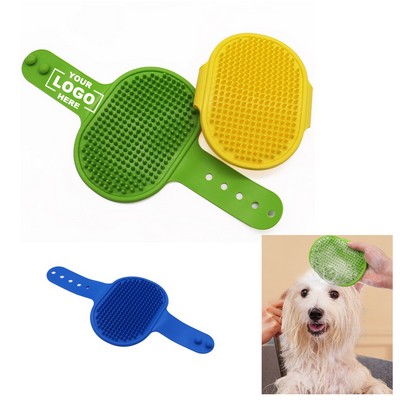 Adjustable Handle Dog Bath & Massage Rubber Brush