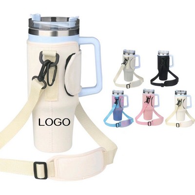 40 Oz. Adjustable Shoulder Strap Tumbler Sleeve Carrier Bag