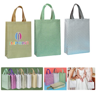 Large Silver Metallic Glitter Tote Gift Bag