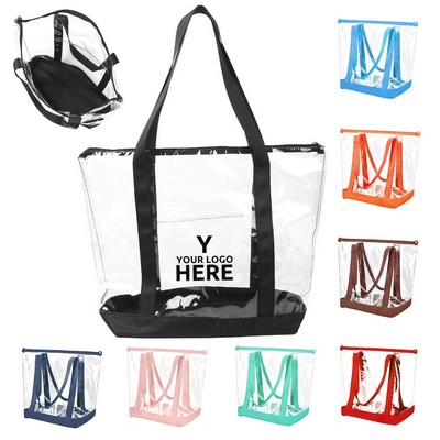 Pvc Clear Tote Bag Shoulder With Zipper Closure