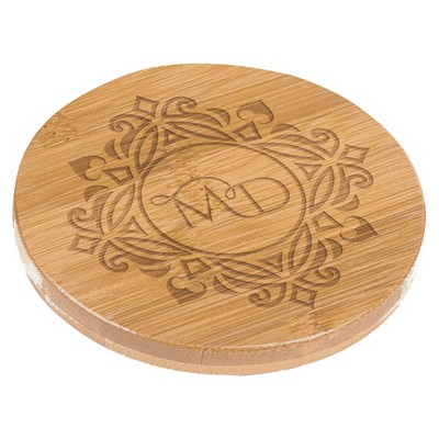 Round Bamboo Coaster, 3-1/2" x 3-1/2"