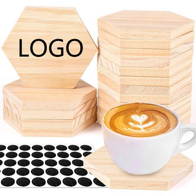 Hexagonal Solid Wood Coaster