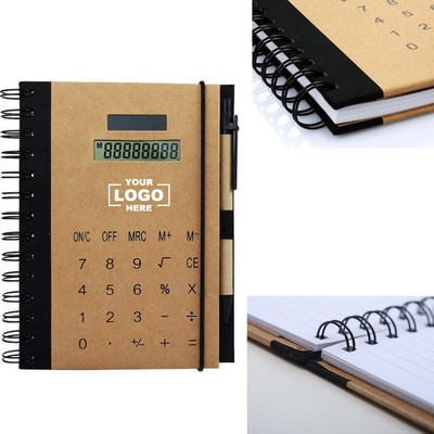 All-in-One Notebook with Solar Calculator and Pen