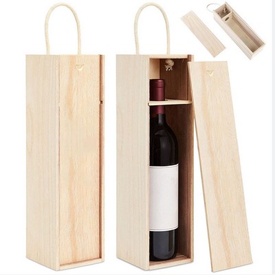 Single Wine Bottle Wooden Box With Handle