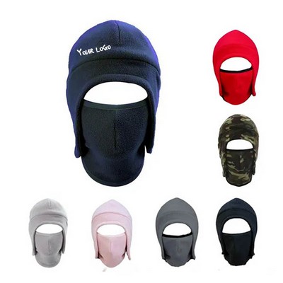 2-in-1 Fleece Winter Beanie with Face Mask