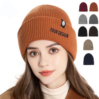 Unisex Wool Knit Soft Warm Cuffed Beanie Hat