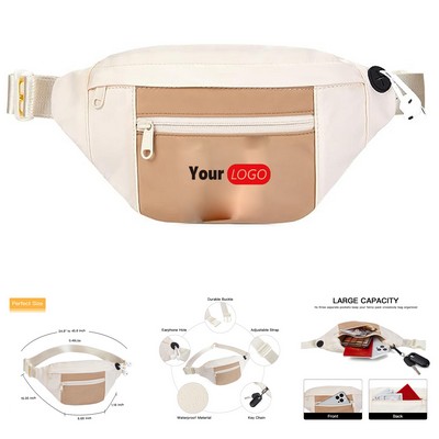 Women Men Fashion Waist Pack Belt Bag with 4-Zipper Pockets