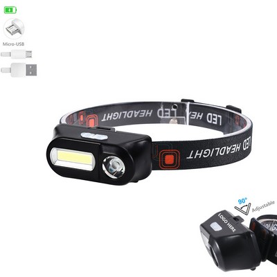 Rechargeable Dual-Switch LED Headlamp with High Low Strobe Modes