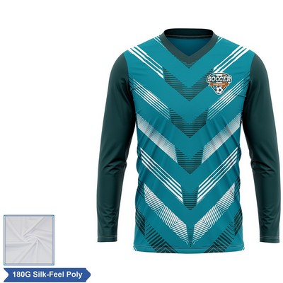 Sublimation Long Sleeve Soccer Jersey - 180G Silk-Feel Interlock - Men's, Women's, Kids'