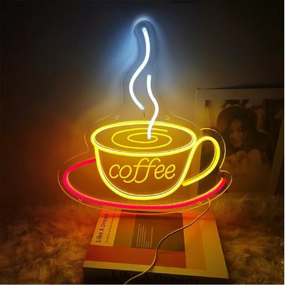 Coffee Shop Neon Sign Custom Shaped LED Night Club Sign LED Glow Sign 3 Colors Light