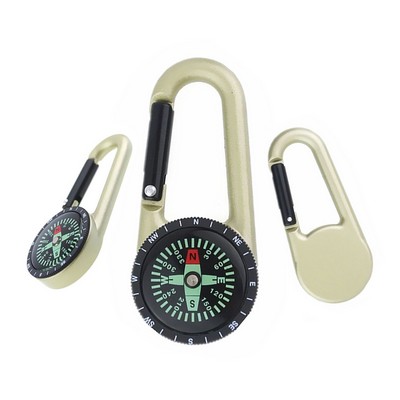 Durable Zinc Alloy Carabiner with Integrated Compass for Outdoor Use