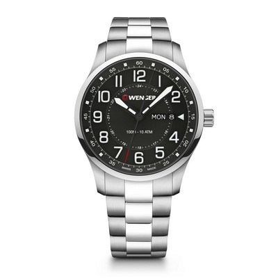 Victorinox Swiss Army Corporate Gifts Attitude Large Black Dial Stainless Steel Bracelet Watch