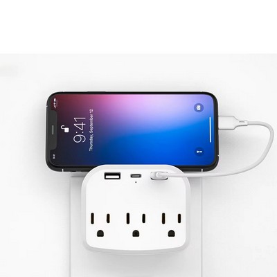 Power Hub 6-Outlet Wall Charger With Phone Stand