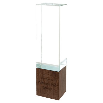 9" Rectangle Sierra Glass with Walnut Base