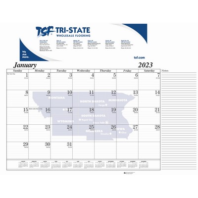 Desk Pad Calendar Gummed at Head or Foot