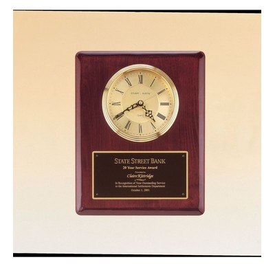 Rosewood Piano Finish Clock w/ Waterfall Bezel & Glass Lens (10 1/2"x13")