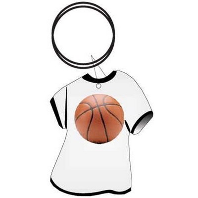 Basketball T-Shirt Key Chain w/Clear Mirrored Back (4 Square Inch)