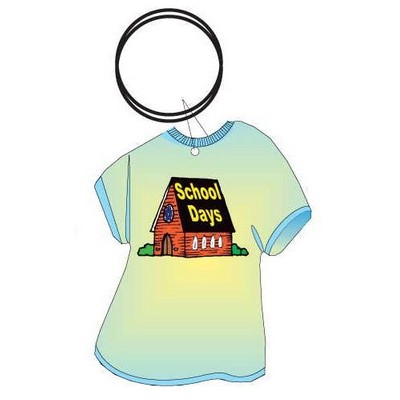 School Days School House T Shirt Keychain w/Mirrored Back (4 Square Inch)