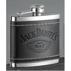 3-1/4" Jack Daniel's Leather Cover Flask